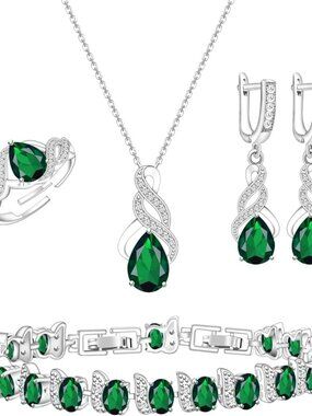 Elegant Green Emerald Jewelry Set for Women